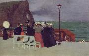 Felix Vallotton The Beach Promenade in Etretat oil on canvas